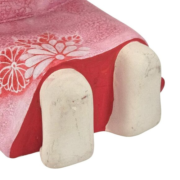 Ceramic Japanese Girl Figurine In Pink Kimono Floral Design Kneeling Pose JE369 - Picture 6 of 16